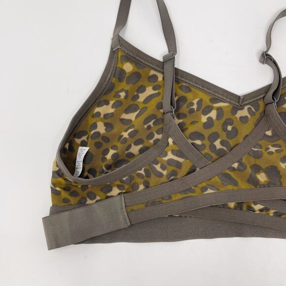 Aerie Offline Large Green Stretch Medium Support Sports Bra Leopard Keyhole Back - Picture 6 of 9